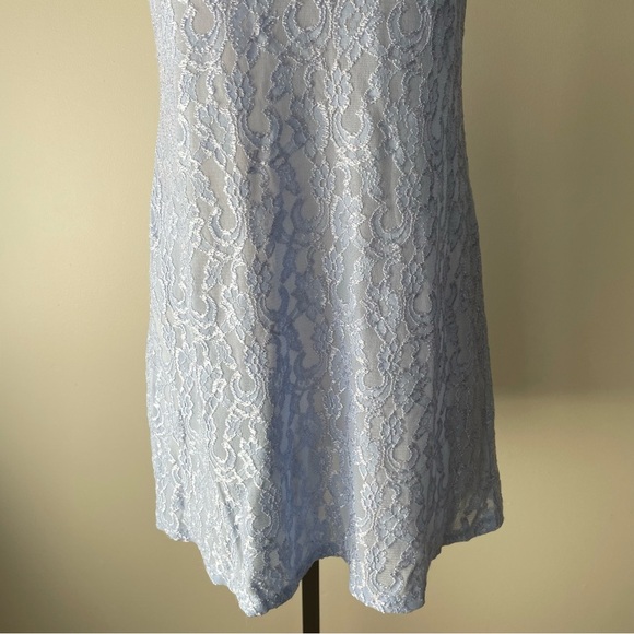 90s Vintage Gloria Vanderbilt Blue Lace Slip Dress Chemise Mini Length Medium - Picture 6 of 9